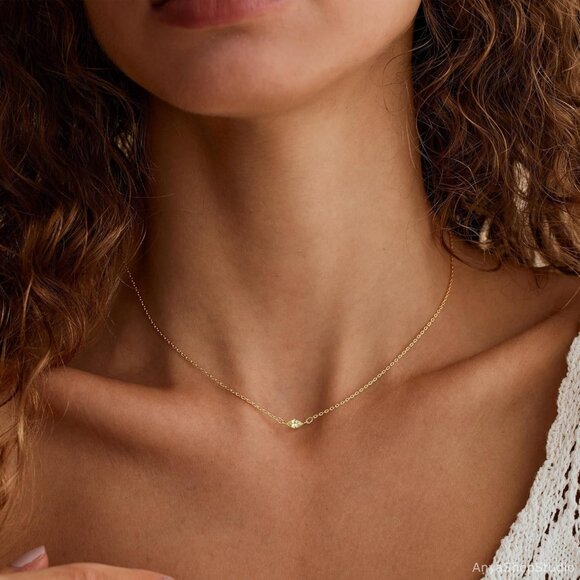 ⚡Gold White Birthstone Necklace for Women Diamond Pendant Charm Link Chain - Picture 3 of 6